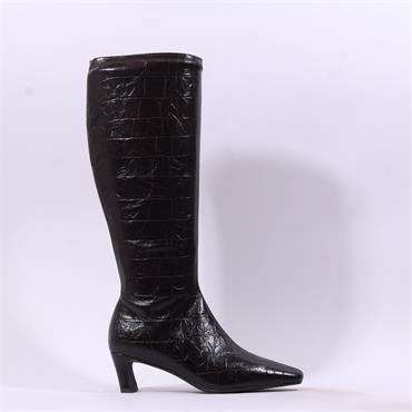 Pedro Anton Xavia Low Heel Long Boot - Brown Croc